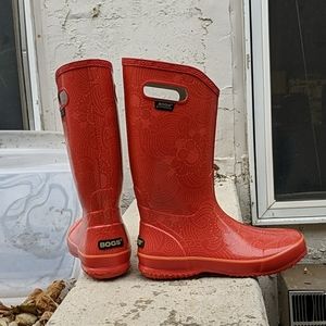 Coral BOGS W-9 All-Rubber Floral Rain Boots